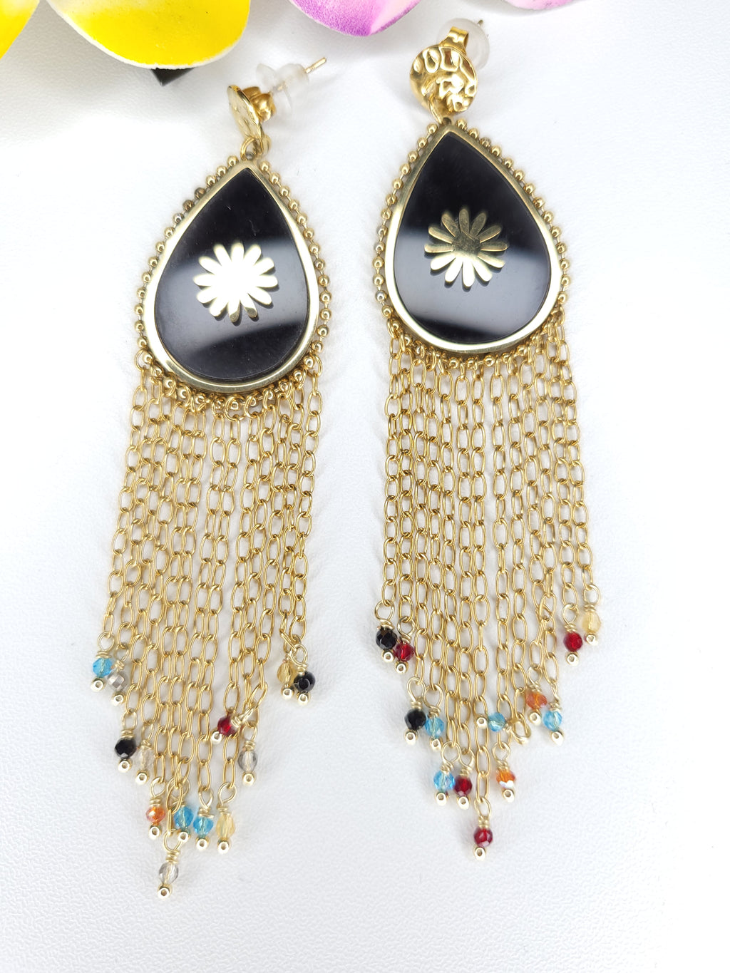 Boucles d'oreilles Tahiti noir