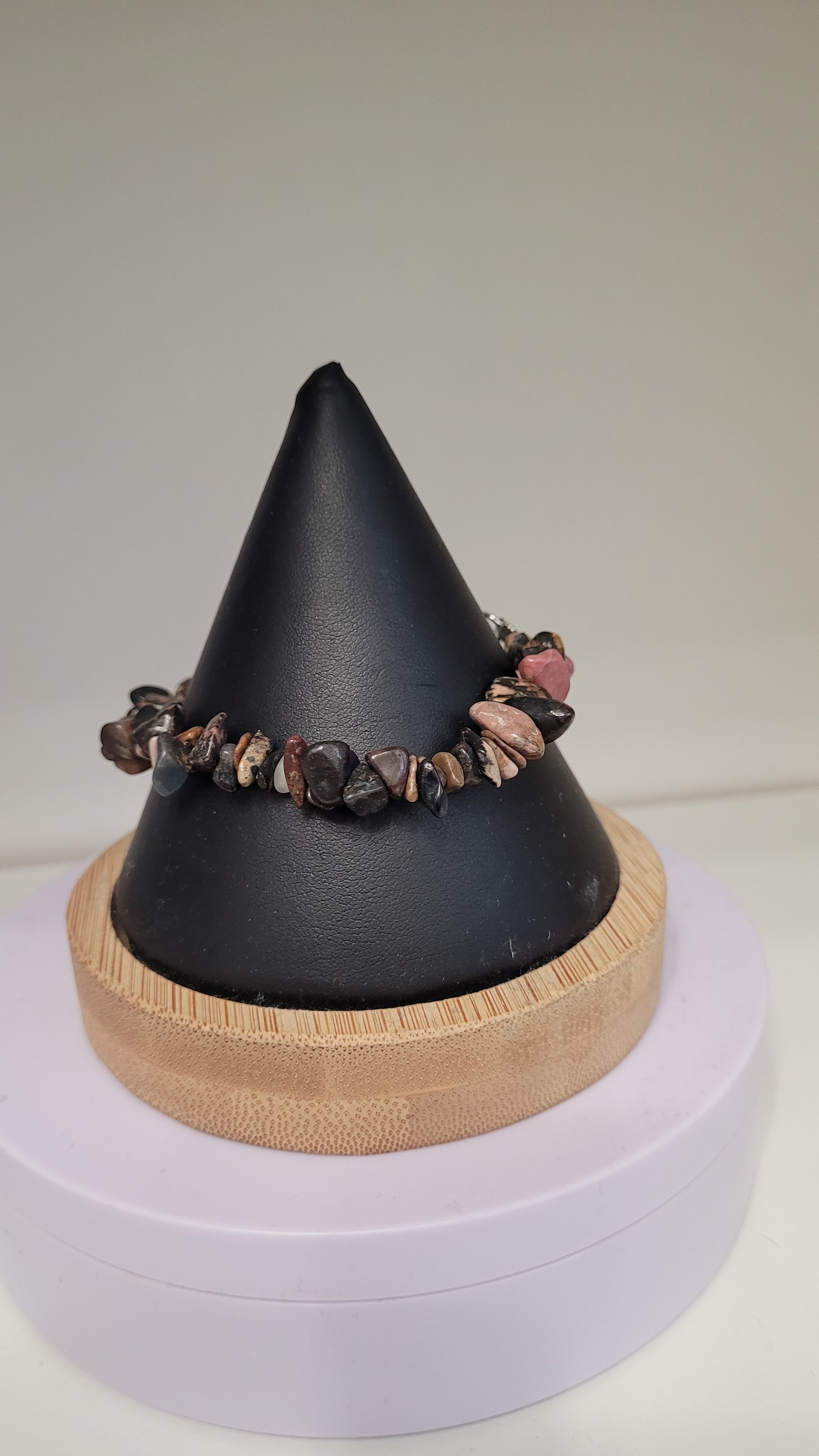 Collier chips en Rhodonite