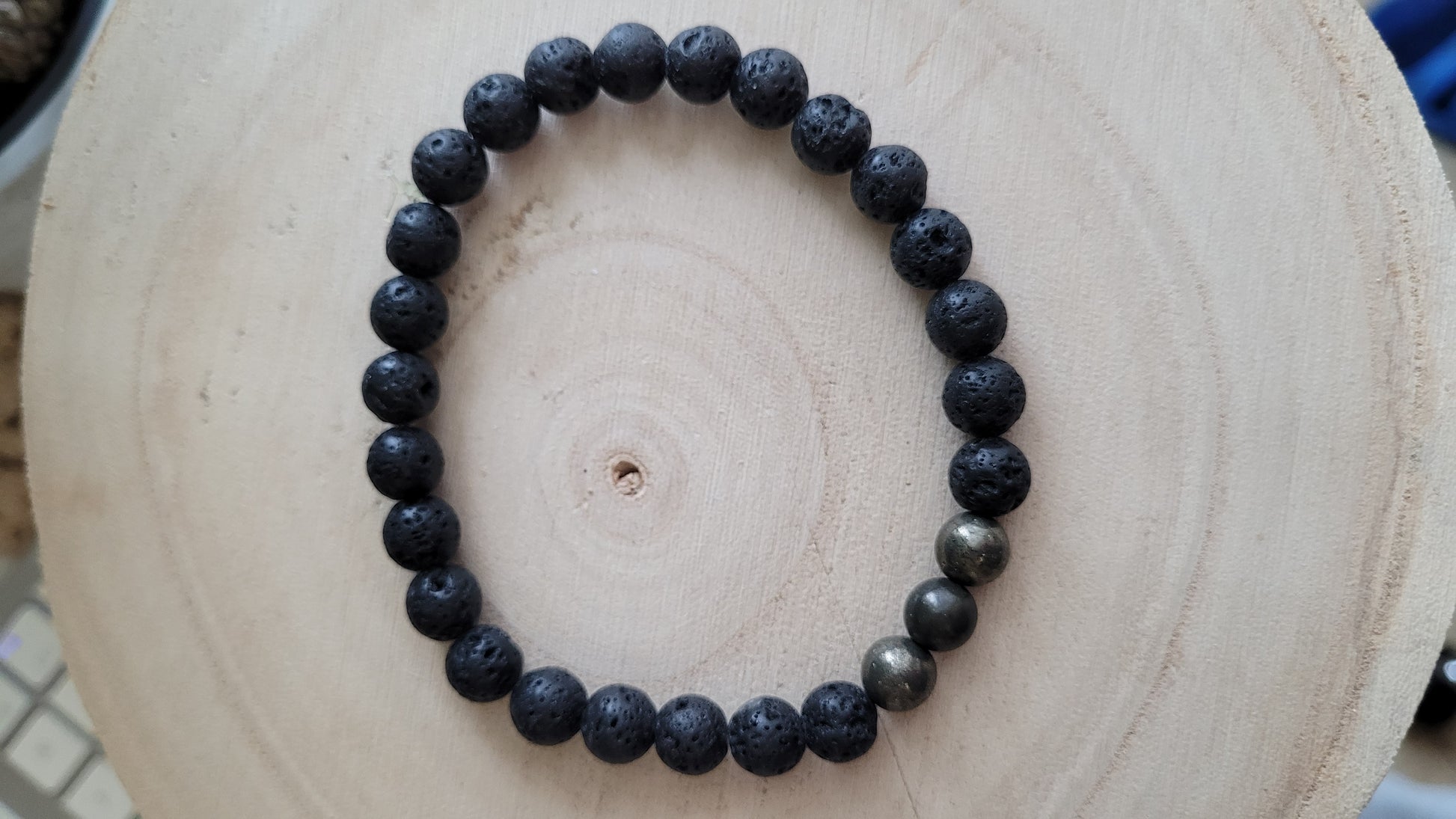 Bracelet 8mm de pierre de live et pyrite