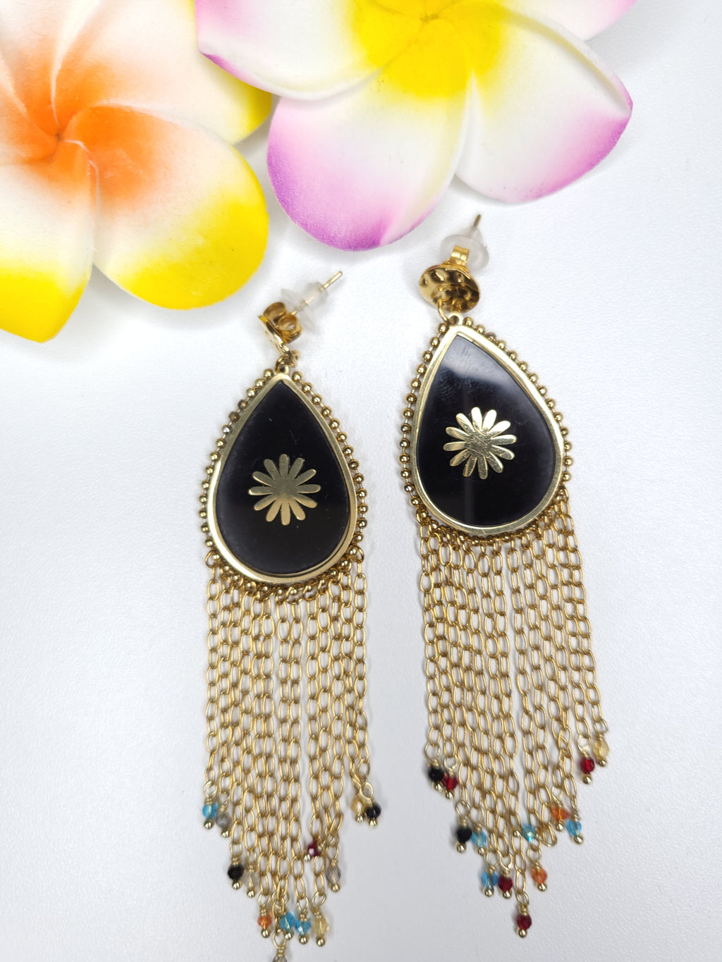 Boucles d'oreilles Tahiti noir
