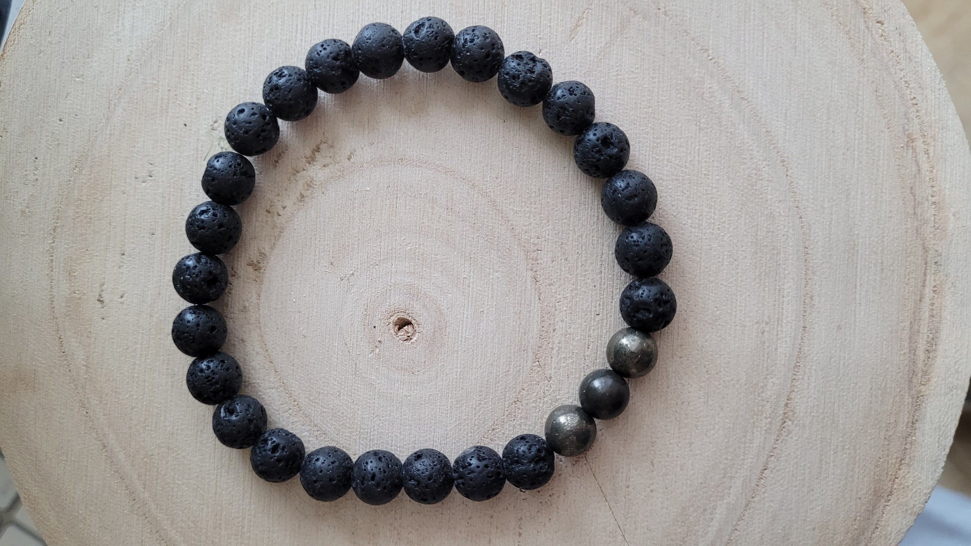 Bracelet 8mm de pierre de live et pyrite